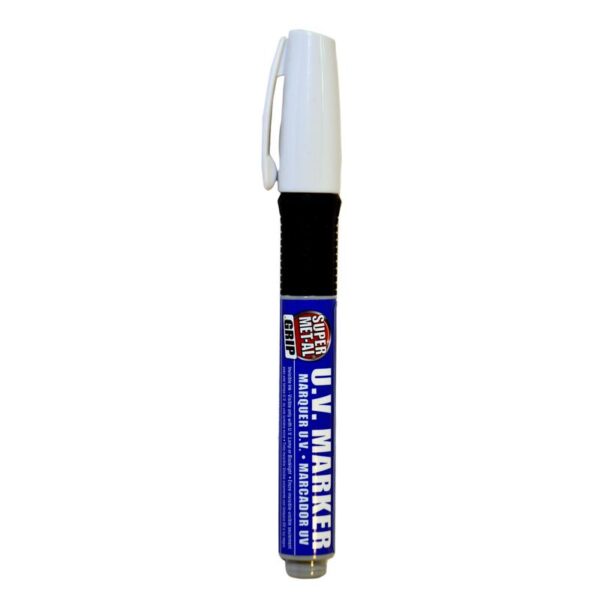 White Super MET-AL UV Marker with Cap On- SKM Products