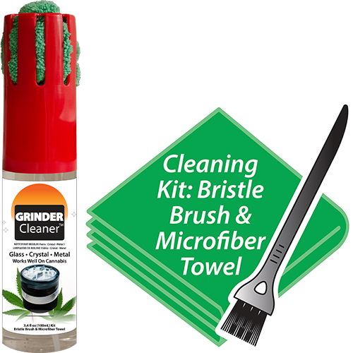 GRINDER Cleaner, 3.4 fl oz Kit with Bristle Brush & Microfiber Towel