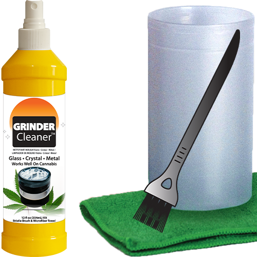 GRINDER Cleaner, 12 fl oz Kit with Cleaning Cup, Bristle Brush & Microfiber Towel